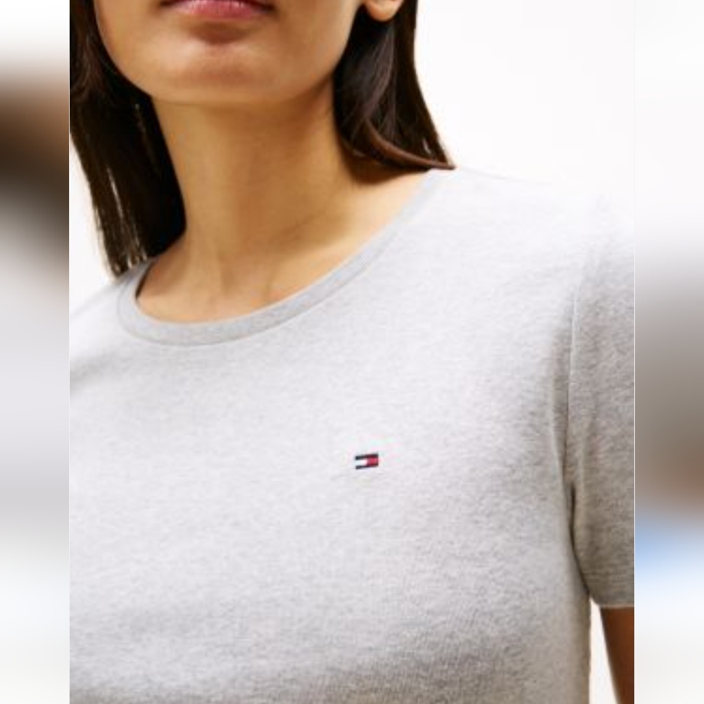 Tommy Hilfiger Logo T-shirt, Women's Size Large,‎ Gray, Sporty Lux